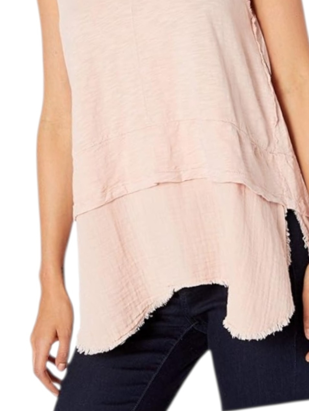 Soft Pink Sleeveless Layered V-Neck  Top - By Dylan Size Large